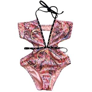 Victoria's Secret Studded Cutout Y2K Paisley Multicolour One Piece Monokini – S